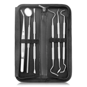 Premium 6-Piece Professional Dental Tools Kit – Complete Teeth Cleaning Set with Tooth Pick, Dental Mirror, Tartar Scraper, Probe, Scaler & Tweezers for Personal and Pet Oral Care